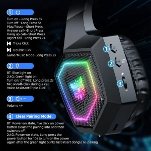 هدفون بی سیم گیمینگ اونیکوما مدل GT806 RGB